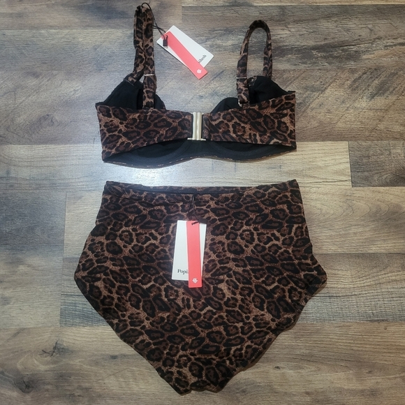 Popilush Women's High Waisted Leopard Print Shapewear 2 Piece Bikini Set XS - Picture 14 of 14